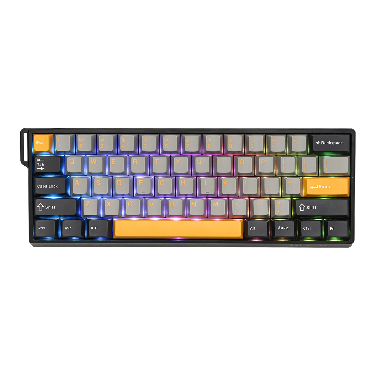 WIN60HE Teclado - MAX Dark Grey / Light Grey / Yellow (superior rgb)