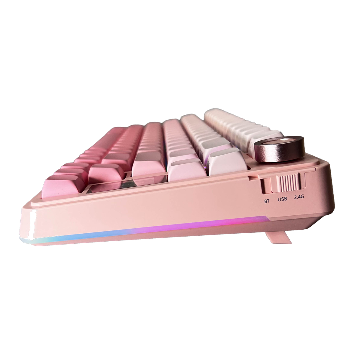 S75 Pro Teclado - Pink White Degradé (detalle lateral)