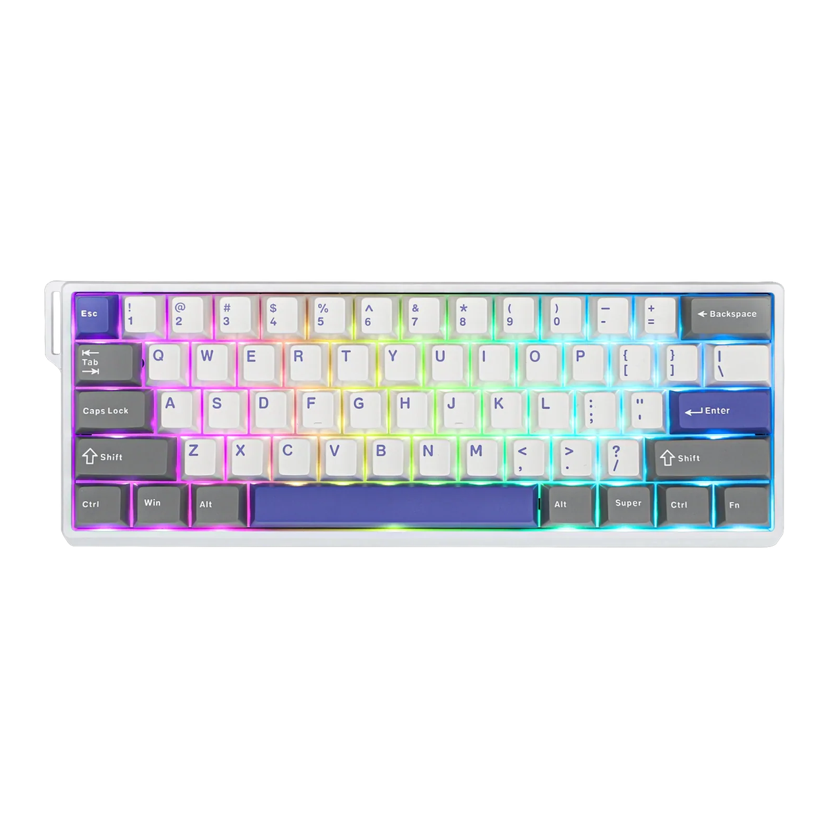 WIN60HE Teclado - MAX White / Grey / Blue (superior rgb)