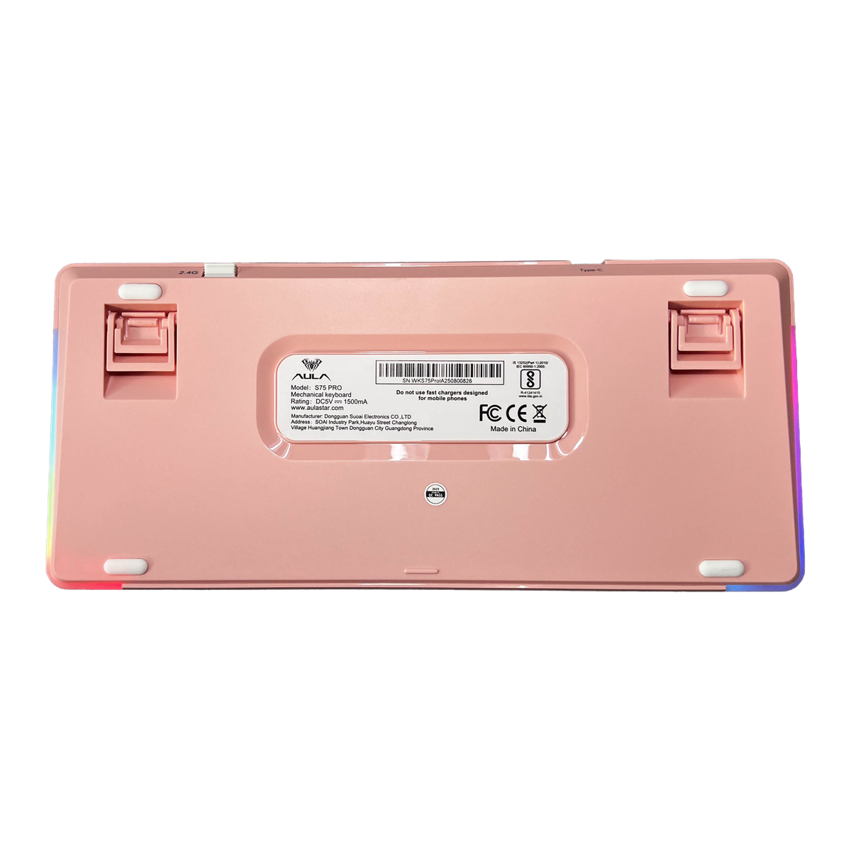 S75 Pro Teclado - Pink White Degradé (trasera)