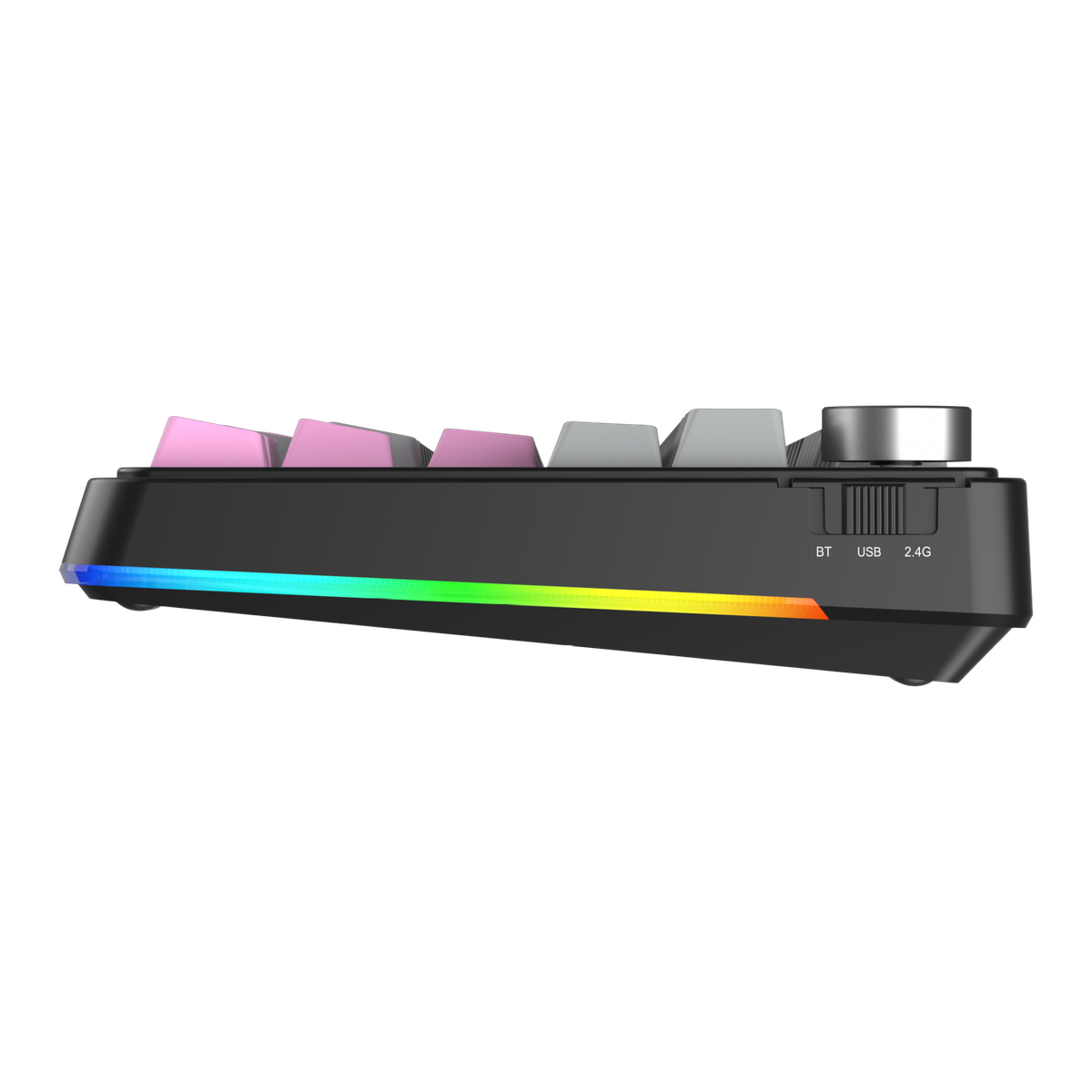 S75 Pro Teclado - Grey Black Pink (detalle lateral)